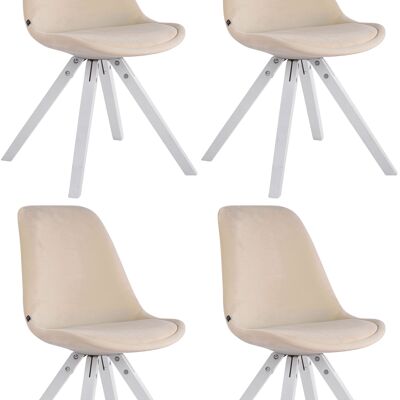 Rifreddo Set van 4 Eetkamerstoelen Fluweel Creme 6x56cm