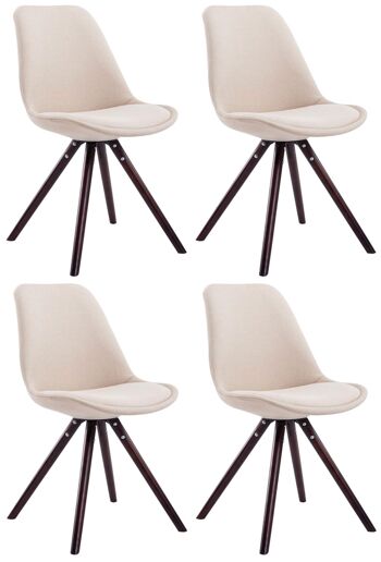 Aquilonia Lot de 4 Chaises de Salle à Manger Tissu Crème 6x56cm 1