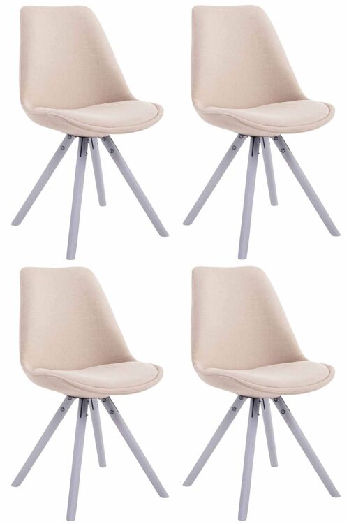 Riano Set van 4 Eetkamerstoelen Stof Creme 6x56cm