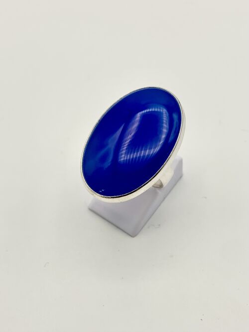 Silver ring Blue Agaat 20x30mm