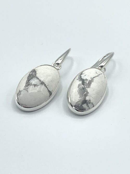 Silver earpendant luxury 15x25mm Howlite