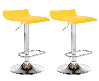 Caldana Lot de 2 Tabourets de Bar Simili Cuir Jaune 5x41cm 4