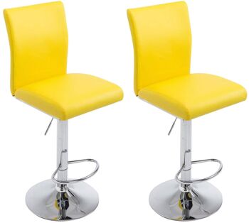 Sarconi Lot de 2 Tabourets de Bar Simili Cuir Jaune 9x47cm 8