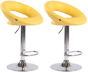 Gemonio Lot de 2 Tabourets de Bar Simili Cuir Jaune 6x47cm 1