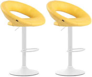 Landiona Lot de 2 Tabourets de Bar Similicuir Jaune 6x47cm 1