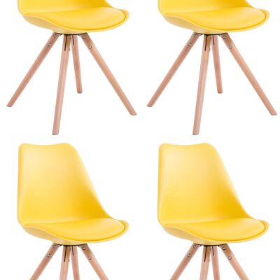 Feudotti Set van 4 Bezoekersstoelen Kunstleer Geel 6x56cm