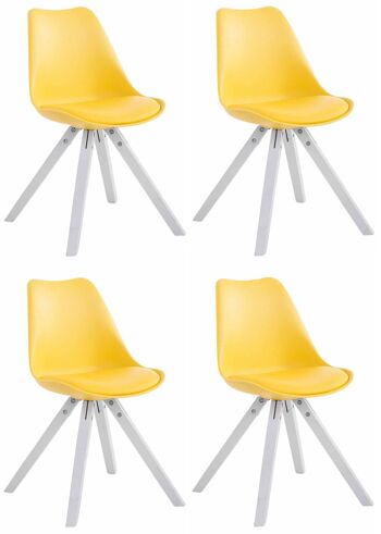 Lot de 4 chaises de salle à manger Bornato similicuir jaune 6x55,5 cm 1