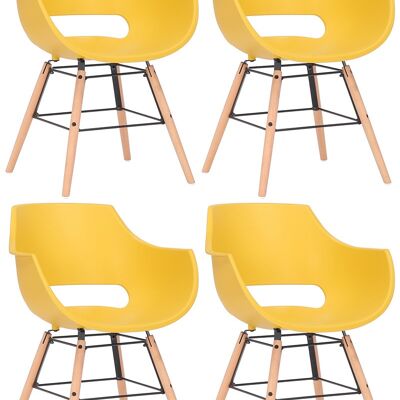 Govone Set van 4 Eetkamerstoelen Plastic Geel 6x58cm