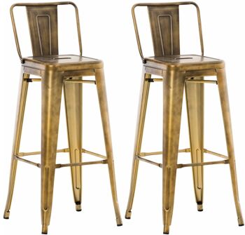 Tscherms Lot de 2 Tabourets de Bar Métal Doré 5x43cm 1