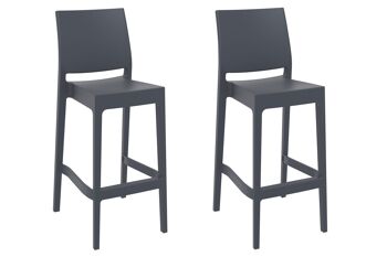 Foggiano Lot de 2 Tabourets de Bar Bois Gris 10x51cm 1