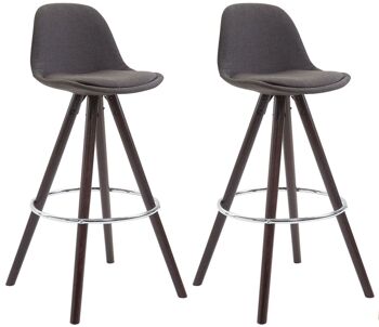 Sad Lot de 2 Tabourets de Bar Tissu Gris 11x44cm 1