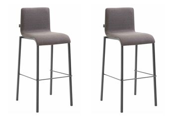 Valli Lot de 2 Tabourets de Bar Tissu Gris 7x45cm 1