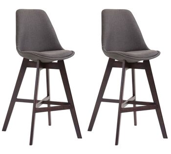 Ricaldone Lot de 2 Tabourets de Bar Tissu Gris 6x56cm