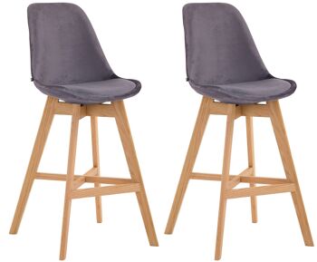 Antonelli Lot de 2 Tabourets de Bar Velours Gris 6x56cm 1