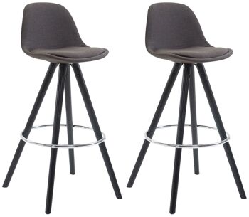 Bardolino Lot de 2 Tabourets de Bar Tissu Gris 11x44cm 1