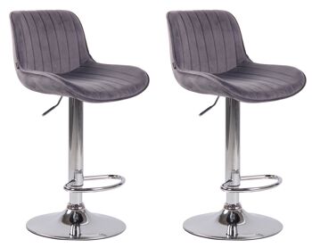 Brusciano Lot de 2 Tabourets de Bar Velours Gris 8x50cm 1