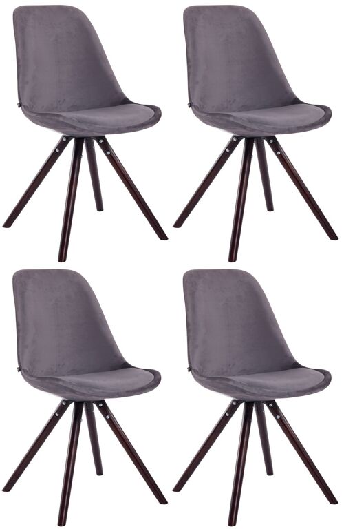 Colombo Set van 4 Eetkamerstoelen Fluweel Grijs 6x56cm