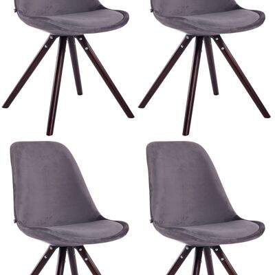 Colombo Set van 4 Eetkamerstoelen Fluweel Grijs 6x56cm