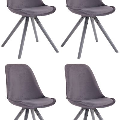 Lucignano Set van 4 Eetkamerstoelen Fluweel Grijs 6x56cm