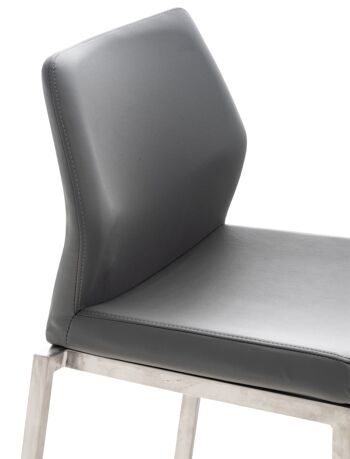 Milianni Tabouret de Bar Cuir Artificiel Gris 7x53cm 6