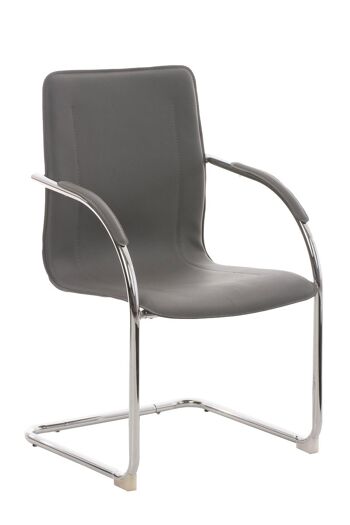 Palanzano Chaise visiteur Cuir artificiel Gris 6x52cm 1