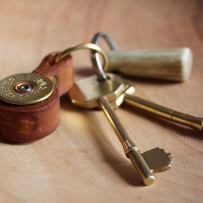 Upcycled shotgun cartridge key ring - Light brown