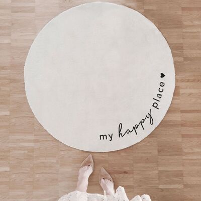 TAPIS POLYAMIDE ROND LAVABLE HAPPY PLACE