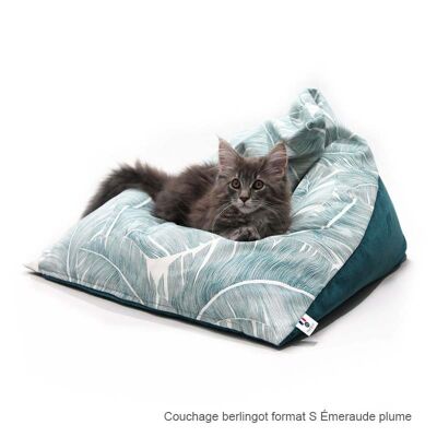 Berlingot Emeraude Plume - Design cat beanbag bed - S