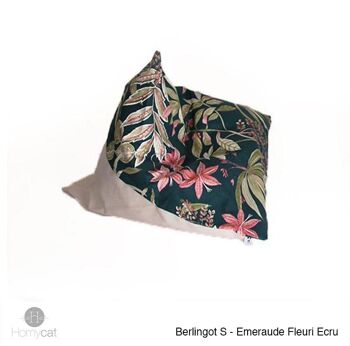 Pouf Berlingot - Taille S - Émeraude fleuri écru 1