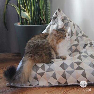 Pouf Berlingot - Taille S - Taupe triangles écru