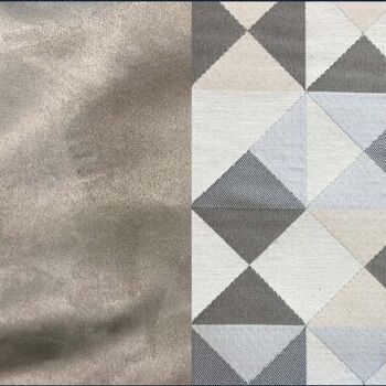 Pouf Berlingot - Taille S - Taupe triangles écru 3