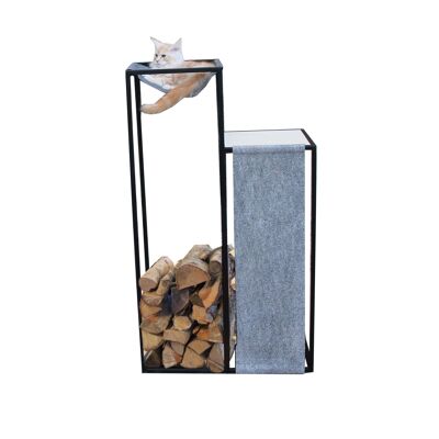 Árbol para gatos Elegance - XL - H118 x W68 x D35 cm - Gris jaspeado - Negro