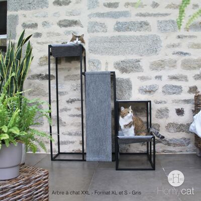 Elegance cat tree - XXL = 1 x tree S + 1 x tree XL - Heather gray - Black