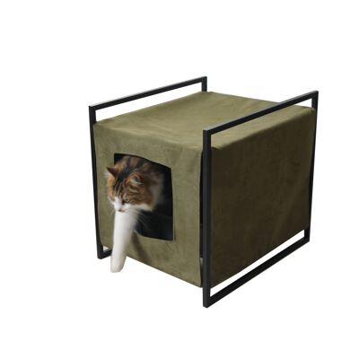 Design toilet house in fabric - Khaki Brown - With litter box