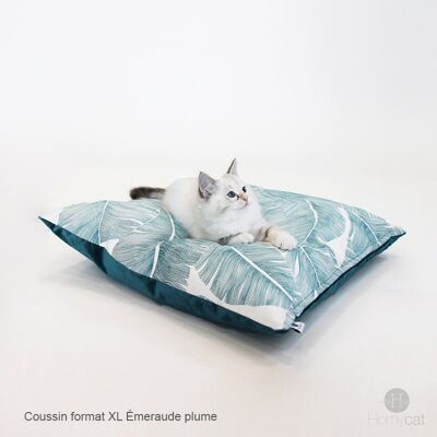 Cushion XL - 55x55cm - Blue Emerald Feather - Cat bed