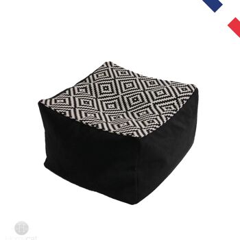 Cube Ethnique noir - S- 45x45x30cm - Couchage pouf chat design 3