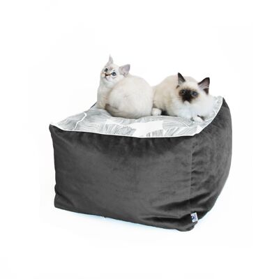 Cube Grey Plume S - 45x45x30xm - Puf de diseño cama para gatos