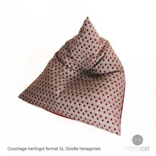 Berlingot Griotte Hexagones - XL 98x98x98cm- Couchage pouf chat design
