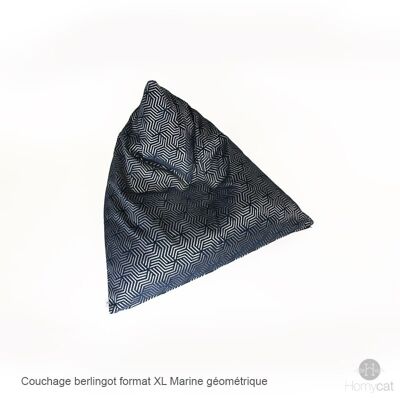 Berlingot Bleu Marine Géométrique Chic - XL- Couchage pouf chat design