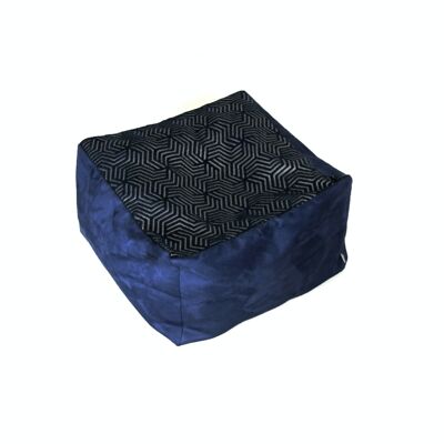 Navy Blue Geometric Chic Cube - S -45x45x30cm- Design Katze Sitzsack schlafen