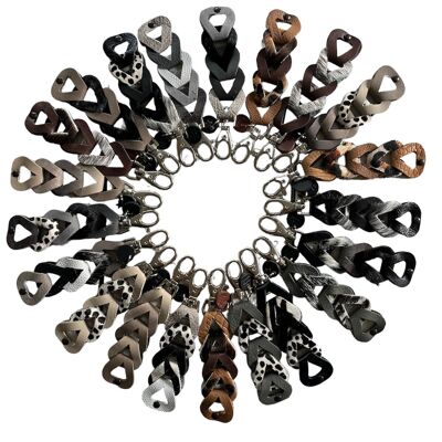 Assortiment de porte-clés cuir tressé