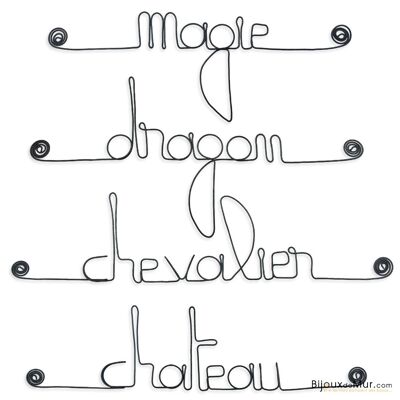 Set of small wire messages - BOY: Castle, Knight, Dragon, Magic