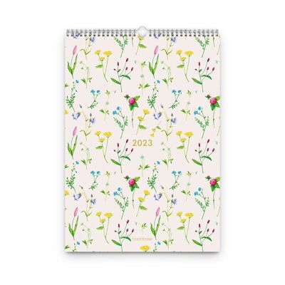 2023 Wildflowers Wall Calendar, A4 size, Portrait, Monday Start