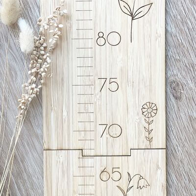 Wooden kids growth chart - Wild flowers