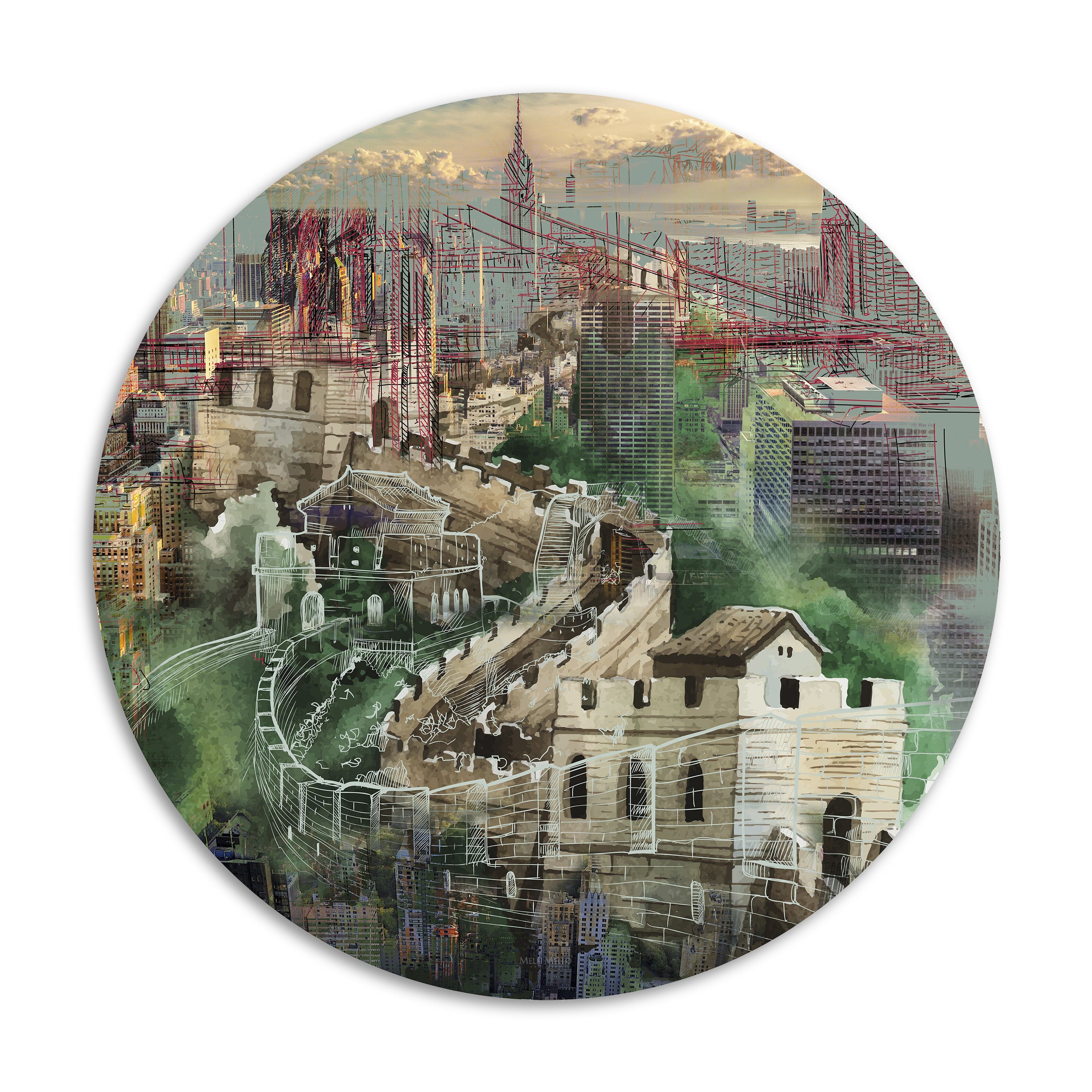 Melli Mello metropolitan mix cerchio da parete Ø100cm