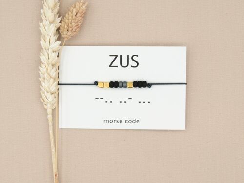 Morse code armband zus  (zilver, rosé goud of goud)