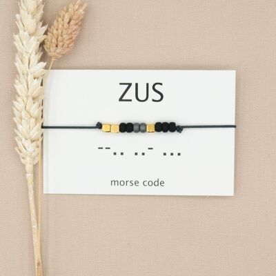 Morse code armband zus  (zilver, rosé goud of goud)