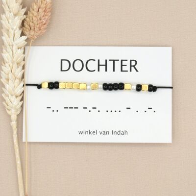 Morse code armband dochter  (zilver, rosé goud of goud)