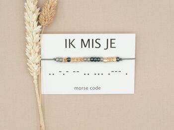 Bracelet code Morse tu me manques (argent, or rose ou or) 6