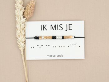 Bracelet code Morse tu me manques (argent, or rose ou or) 8